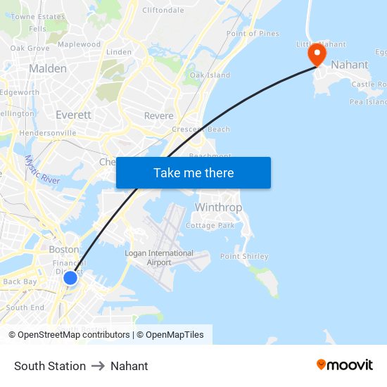 South Station to Nahant map