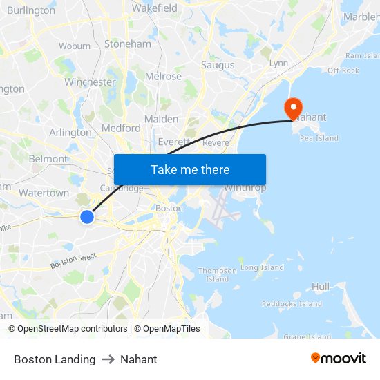 Boston Landing to Nahant map