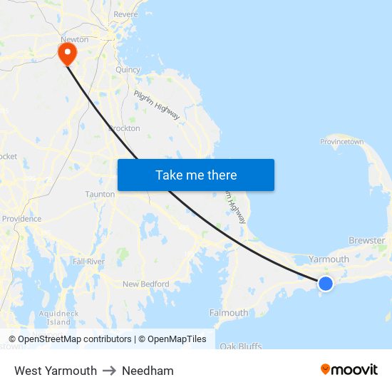 West Yarmouth to Needham map