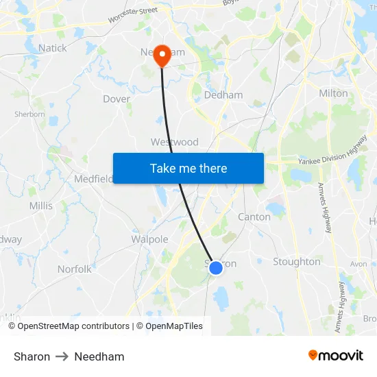Sharon to Needham map