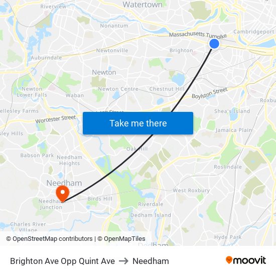 Brighton Ave Opp Quint Ave to Needham map