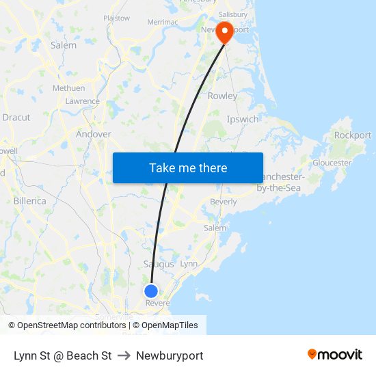 Lynn St @ Beach St to Newburyport map