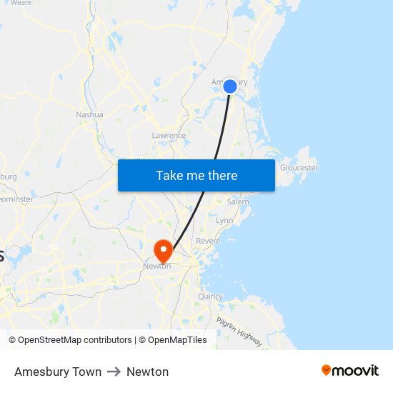 Amesbury Town to Newton map