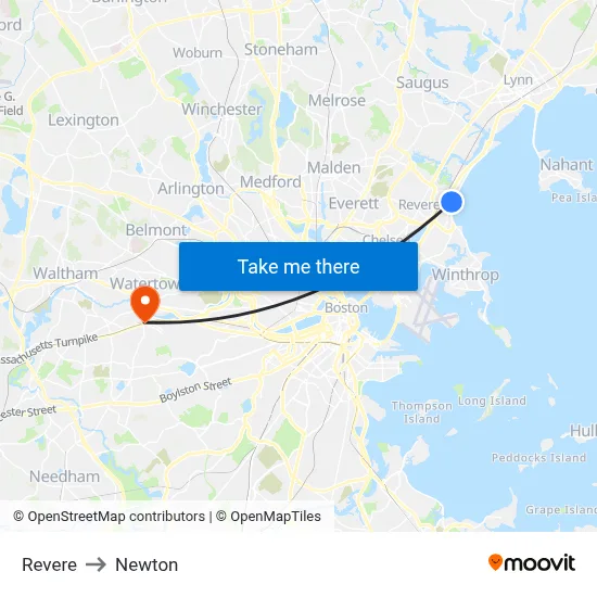 Revere to Newton map