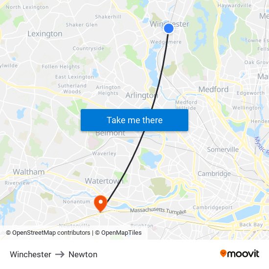 Winchester to Newton map