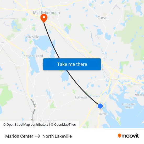 Marion Center to North Lakeville map