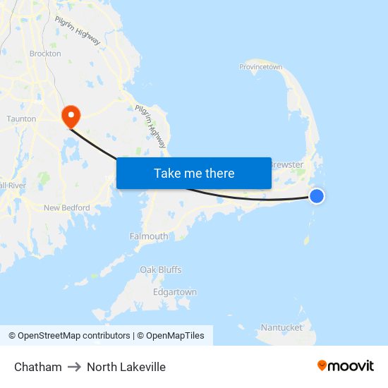 Chatham to North Lakeville map