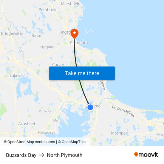 Buzzards Bay to North Plymouth map