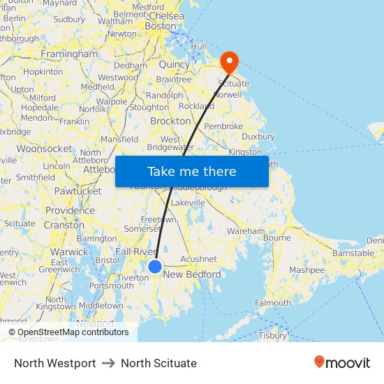 North Westport to North Scituate map