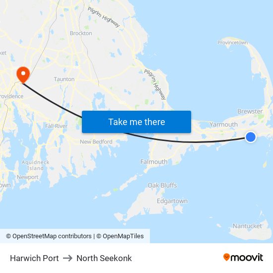 Harwich Port to North Seekonk map