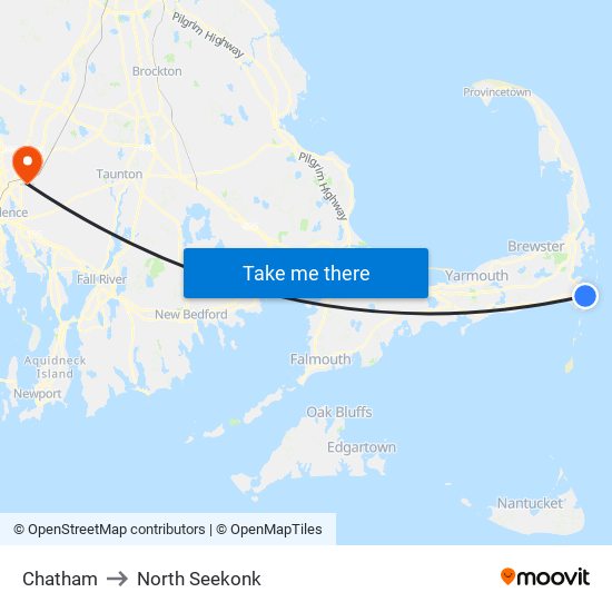 Chatham to North Seekonk map