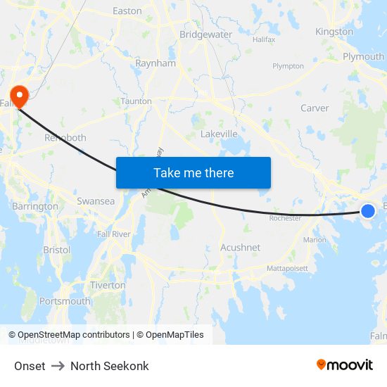 Onset to North Seekonk map