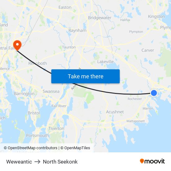 Weweantic to North Seekonk map