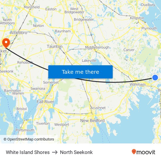 White Island Shores to North Seekonk map