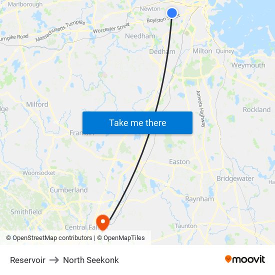 Reservoir to North Seekonk map