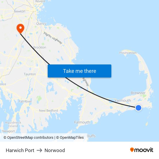 Harwich Port to Norwood map