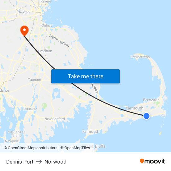 Dennis Port to Norwood map