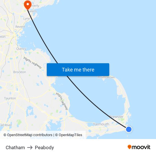 Chatham to Peabody map