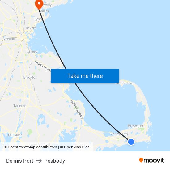 Dennis Port to Peabody map
