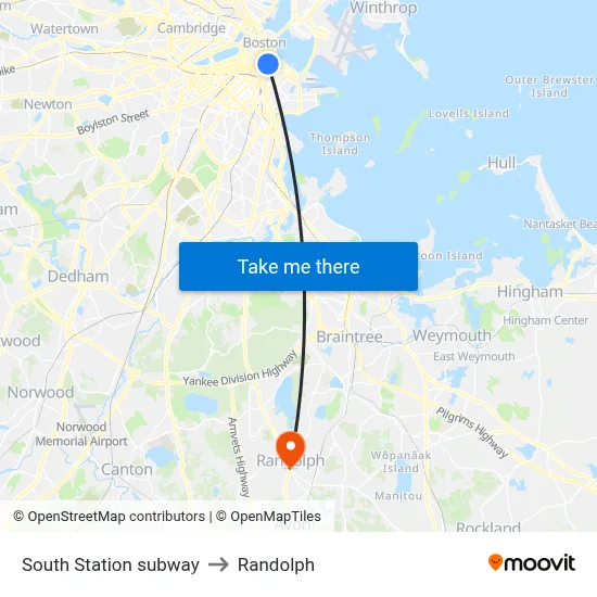 South Station subway to Randolph map