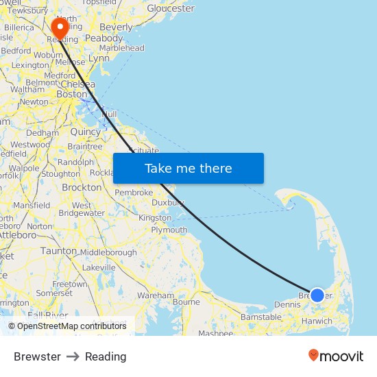 Brewster to Reading map