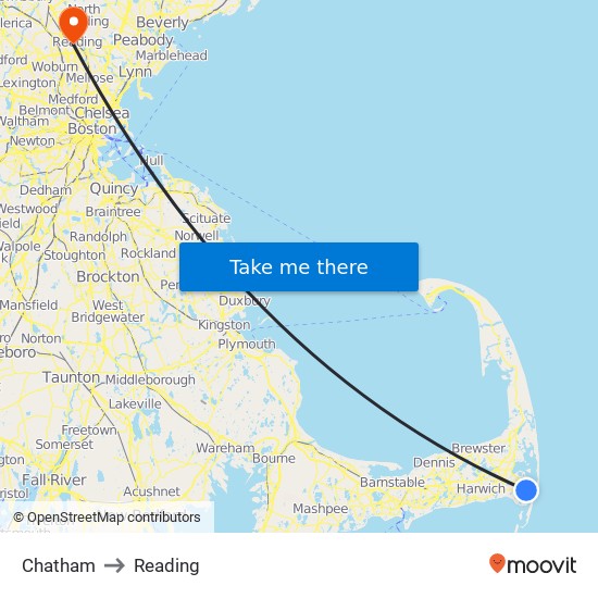 Chatham to Reading map