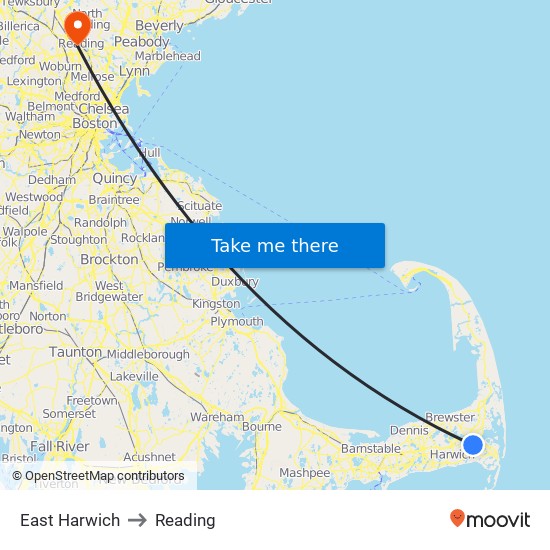 East Harwich to Reading map