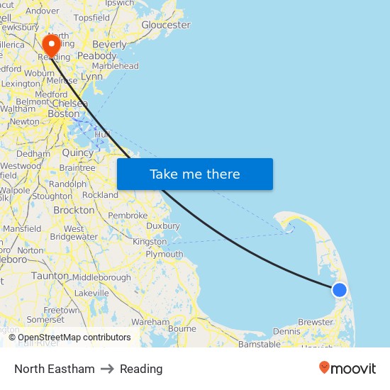 North Eastham to Reading map