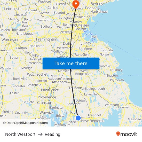 North Westport to Reading map