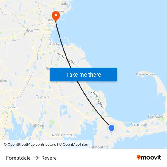 Forestdale to Revere map