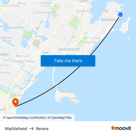 Marblehead to Revere map