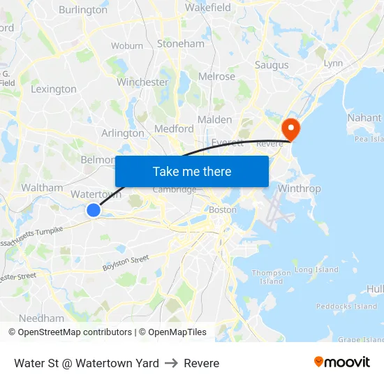 Technology Way @ Watertown Yard to Revere map