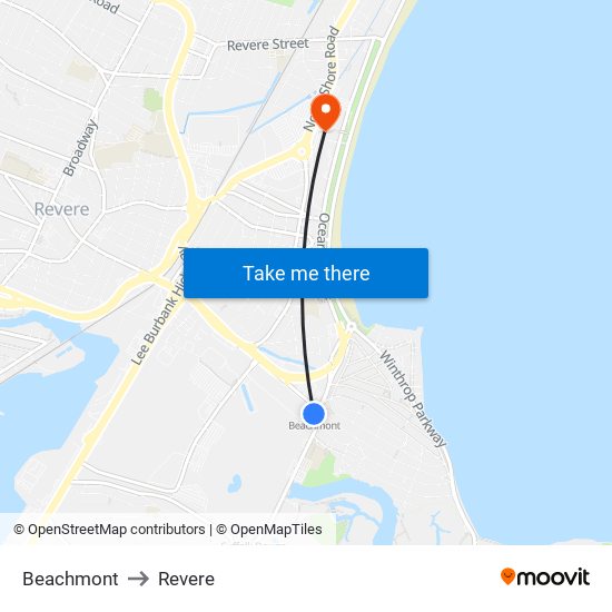 Beachmont to Revere map