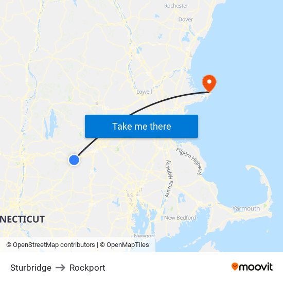 Sturbridge to Rockport map