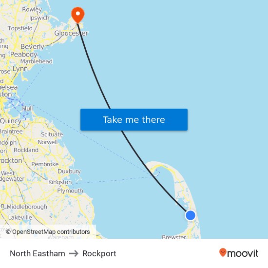 North Eastham to Rockport map