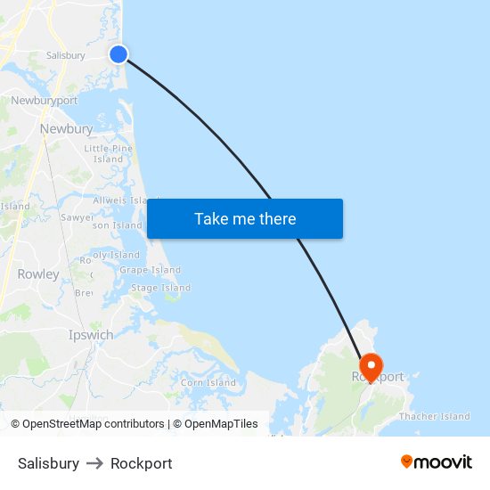 Salisbury to Rockport map