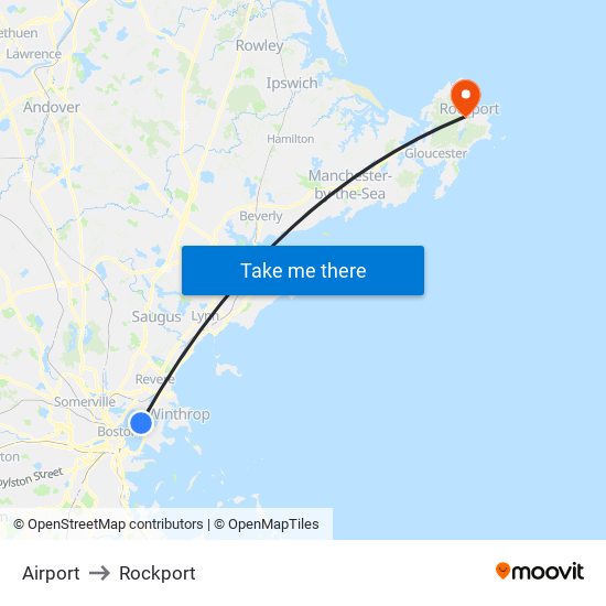 Airport to Rockport map