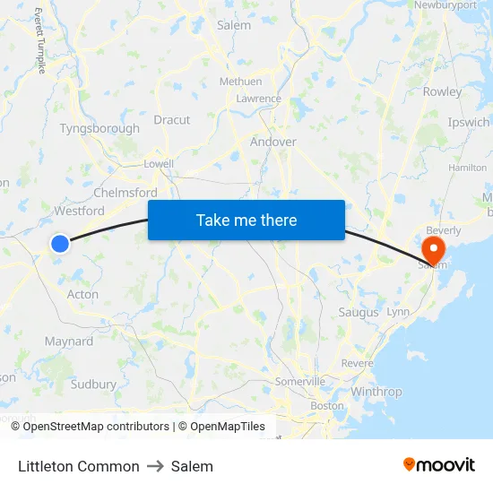 Littleton Common to Salem map