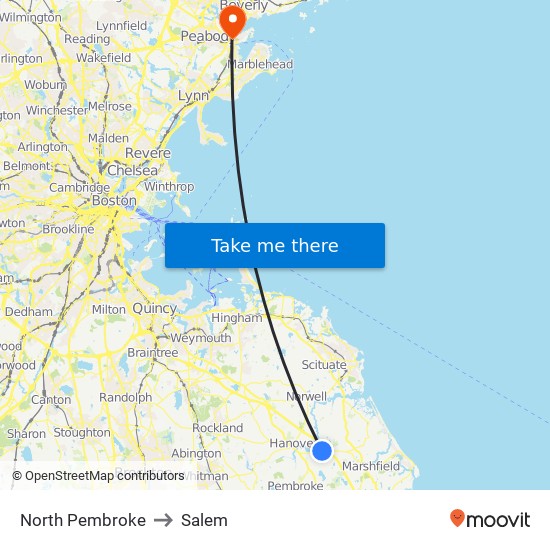North Pembroke to Salem map
