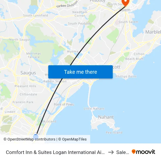 Comfort Inn & Suites Logan International Airport to Salem map