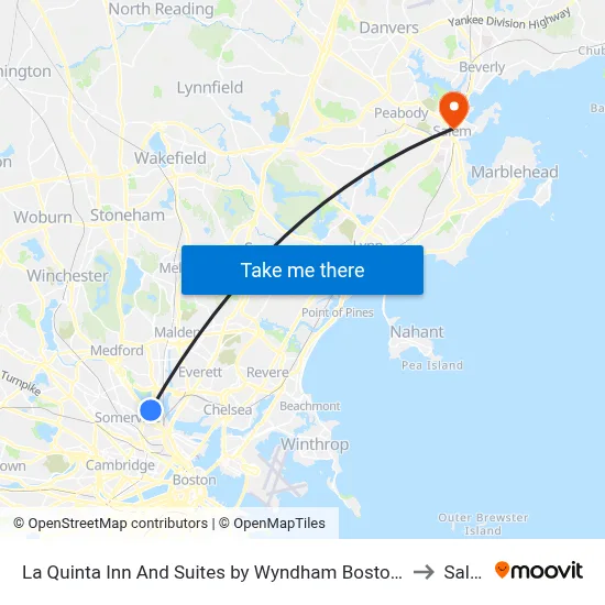 La Quinta Inn And Suites by Wyndham Boston Somerville to Salem map