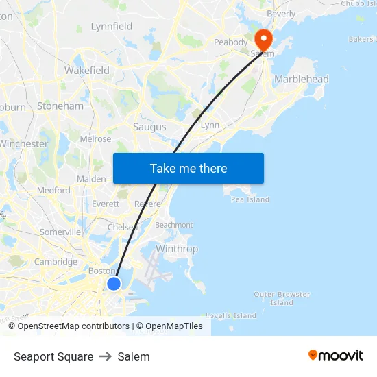 Seaport Square to Salem map