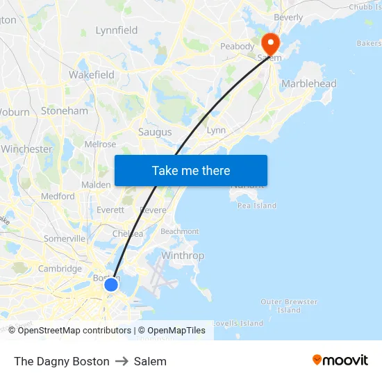 The Dagny Boston to Salem map