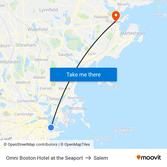 Omni Boston Hotel at the Seaport to Salem map