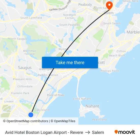 Avid Hotel Boston Logan Airport - Revere to Salem map