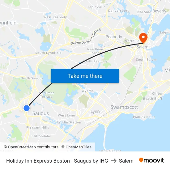 Holiday Inn Express Boston - Saugus by IHG to Salem map