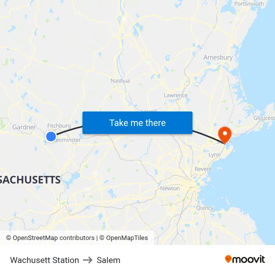 Wachusett Station to Salem map