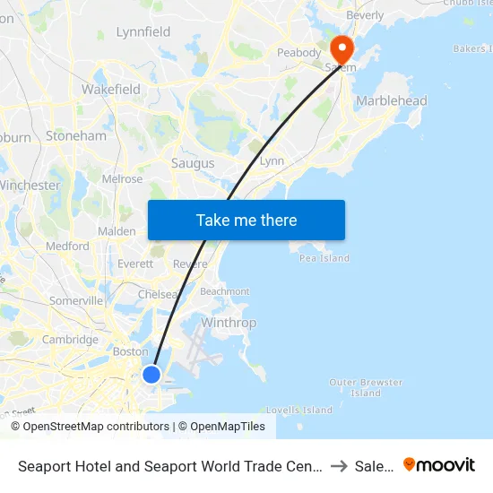 Seaport Hotel and Seaport World Trade Center to Salem map