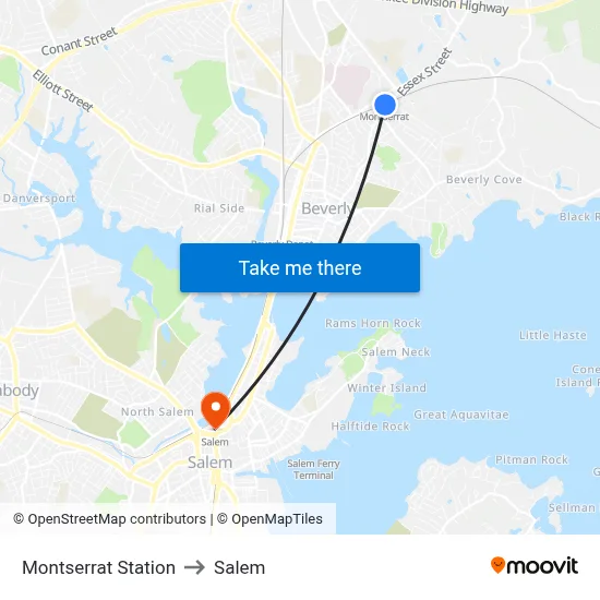 Montserrat Station to Salem map