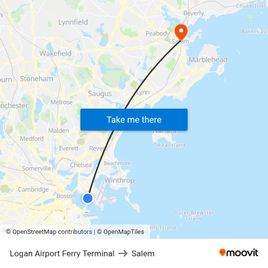 Logan Airport Ferry Terminal to Salem map